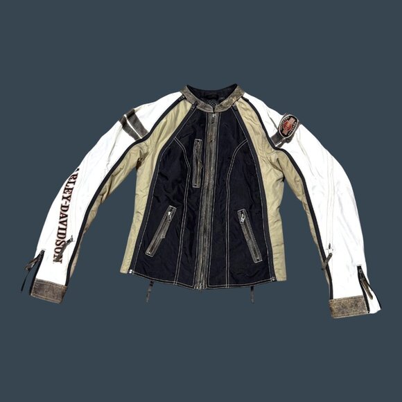 Harley-Davidson Women's Medium w ARMOR Color block Biker Pacer Switchback Jacket - Picture 1 of 7